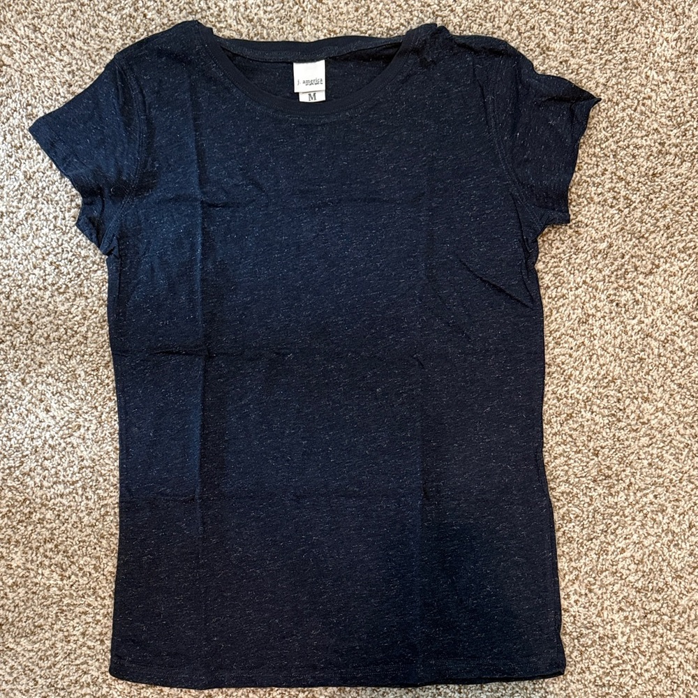 J. America Women's Short Sleeve Crewneck Tee - Navy Heather
